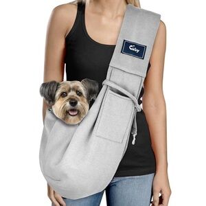 CUBY Dog and Cat Sling Carrier Hands Free Reversible Pet Papoose Bag Gray Plaid